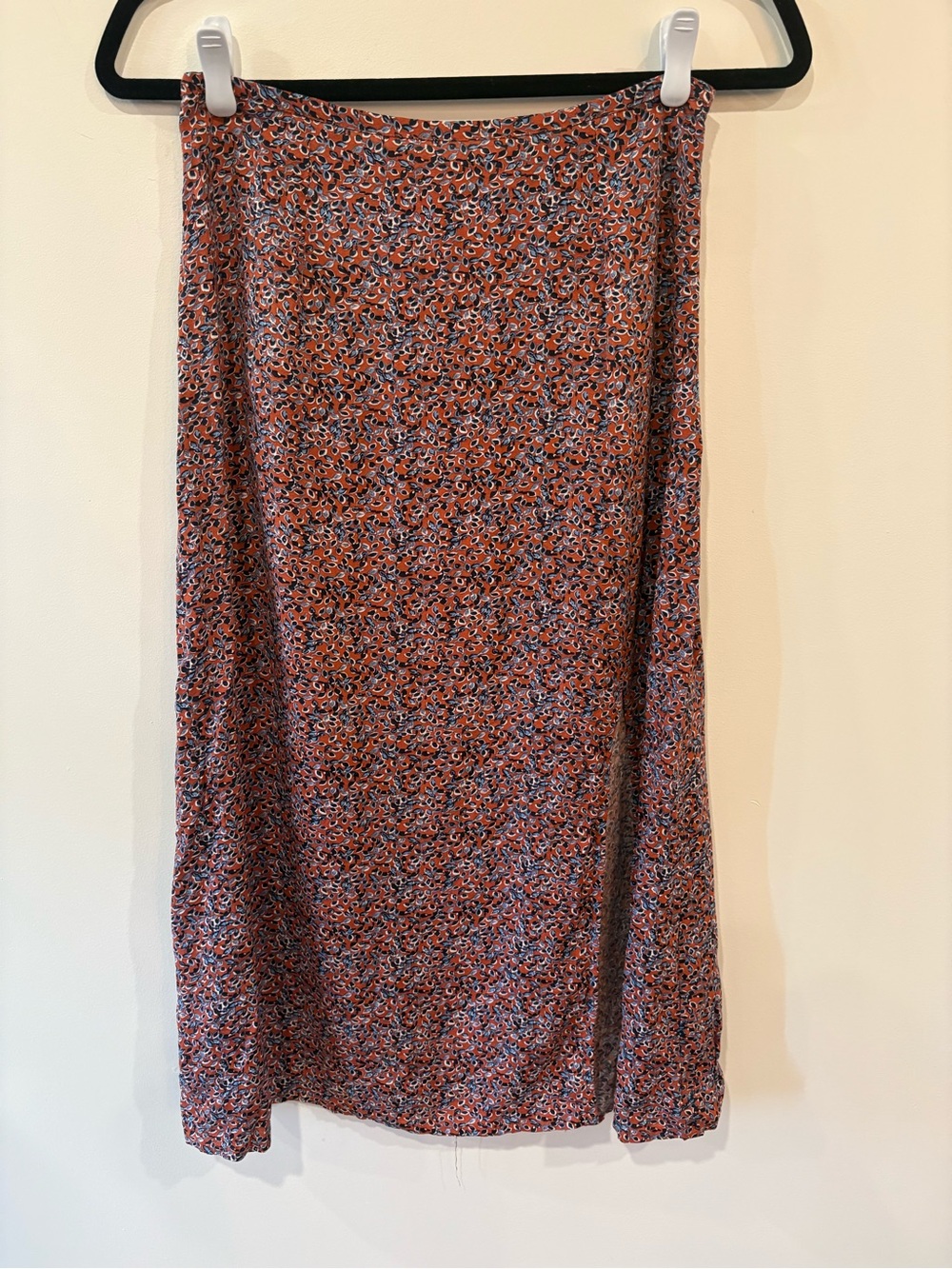 twik Rust Floral Print Midi Skirt
